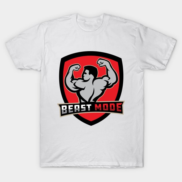 Body Building Muscle Beast Mode T-Shirt by CreativeDezign